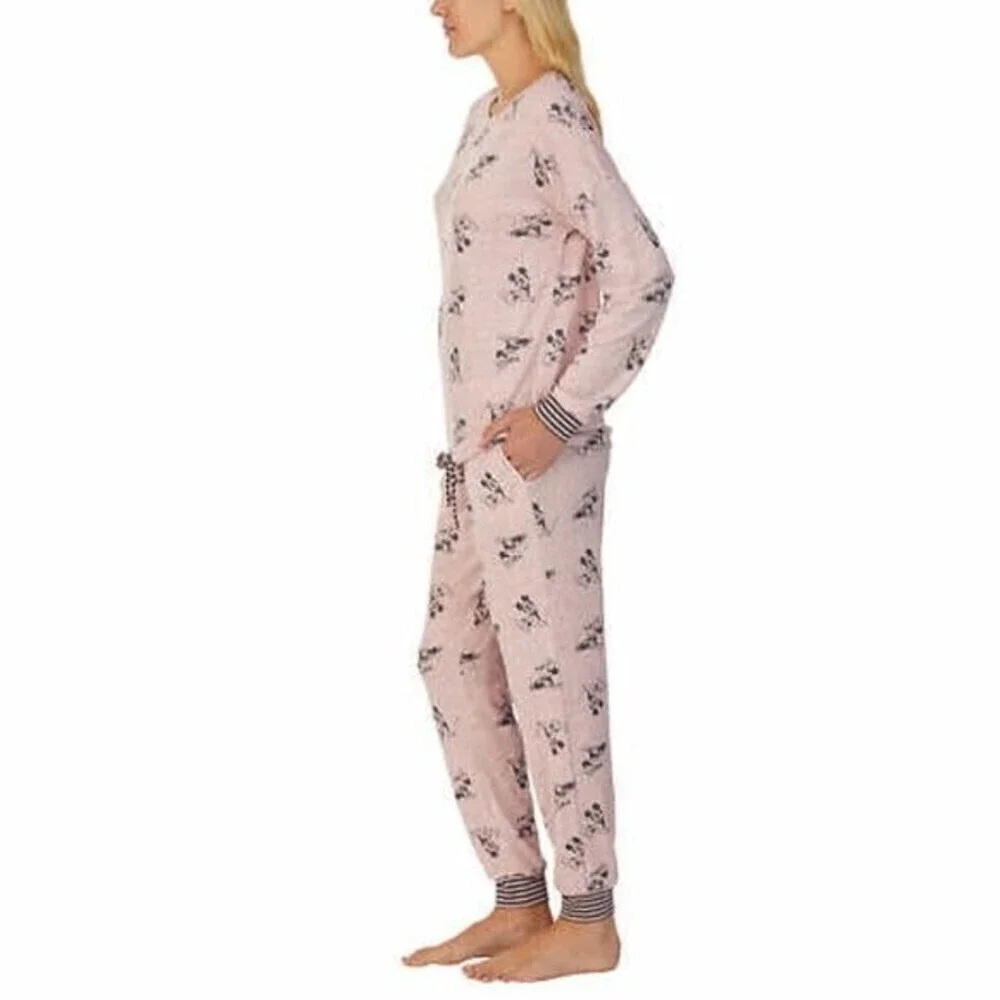Disney Mickey Minnie Lounge Set Womens Pink 2 Piece Pajama Sleepwear NWT - Picture 3 of 4